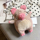 Women Cute Plush Pig Crossbody Bags Ladies Lovely Chain Shoulder Messenger Bags