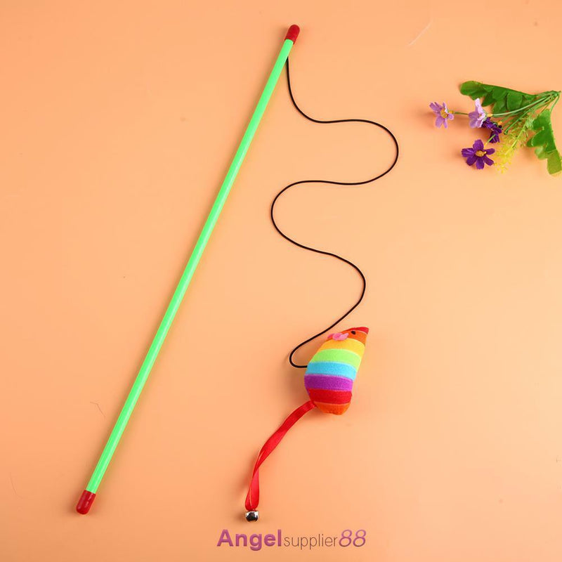 Funny Cat Rods Interactive Toys Cat Teaser Stick Mouse Steel Wire Colourful