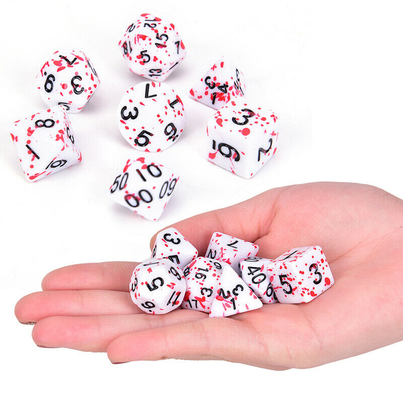 7Pcs/Set Polyhedral Games Dice Multi Sides Dice for Board Game Bloody DiceAR Gw