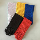 Woman Full Finger Sequins Show Jazz Dance Gloves Mittens (Blue) R6Y2