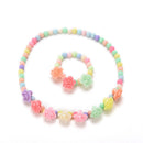 Princess Necklace Bracelet Set Jewelry Girls Rose Pattern Gift for Baby Fad JR