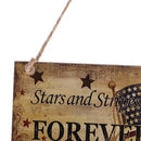 Patriotic Hanging Wooden Plaque Sign Stars and Stripes FOREVER Home Decor