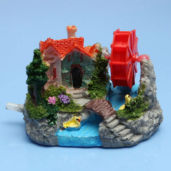Aquarium Ornament Gristmill Cottage Sculpture   Tank Artificial DIY Decor