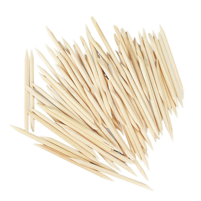 100 Pieces Orange Wood Sticks Cuticle Pusher Remover Manicure Pedicure Nail Art