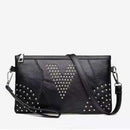 Women Sheepskin Soft Crossbody Bags Casual Rivet Shoulder Messenger Handbag