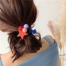 Star Pompom Hair Rope Women Ponytail Holder Elastic Rubber Bands (Blue) A