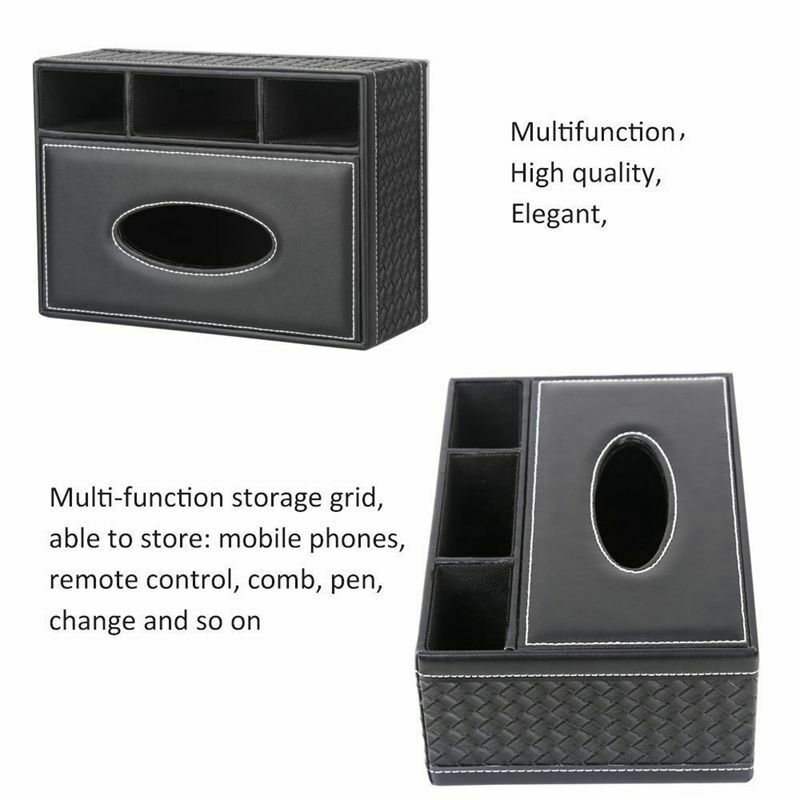 Multifunction PU Leather Pen Pencil Remote Control Tissue Box Holder Desk S H5G1
