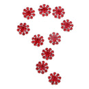 10X Clear Rhinestone Crystal Alloy Flower Embellishment Flat Back Button RED