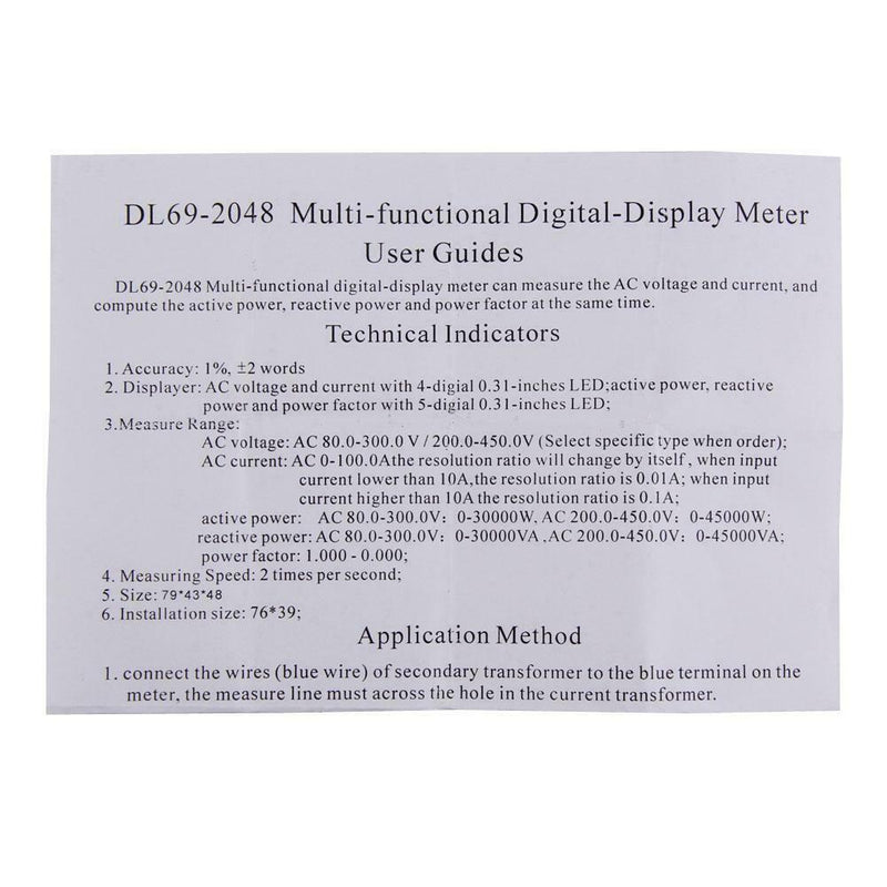 3in1 Voltage Current Power Panel Meter LED Digital Gauge AC 100A/80-300V