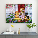 5D DIY Full Round Drill Diamond Painting Watering Girl Cross Stitch Mosaic