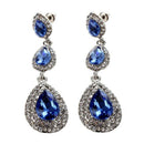 Geometric Water Drop Crystal Bridal Long Drop Pendant Earrings for Women Ta X5O6