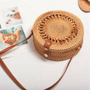 Hand Woven Bag Round Bag Buckle Rattan Straw Bags Satchel Wind Bohemia Beac