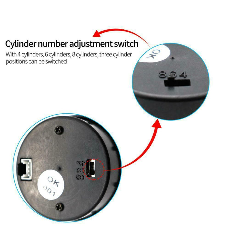 2" 52mm 7 Color LED Auto Car Tachometer Gauge Meter Pointer Universal