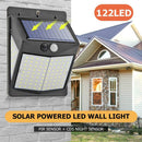 122LED Solar Power PIR Motion Sensor Wall Light Outdoor Garden Street Lamp
