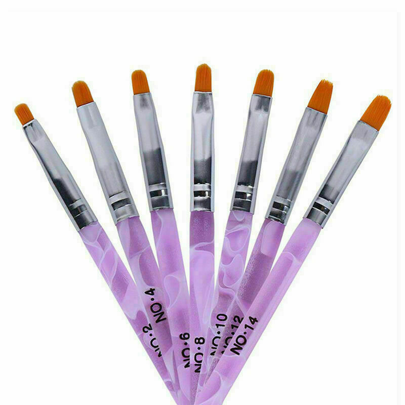 7x Nail Art UV Gel Painting Drawing Brushes Acrylic Flat Brush B Setes M5G5 R7A7