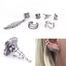 6 Pcs Earrings Set Women Fashion  Retro Owl Feather Buddha Leaf Jewelry BX