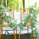 Artificial 1.8M Eucalyptus Garland with Champagne Roses Greenery Garland Eu W6W6