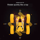 4WD 2.4Ghz Remote Control Car Double Sided Rotating Vehicles Toys  Yellow