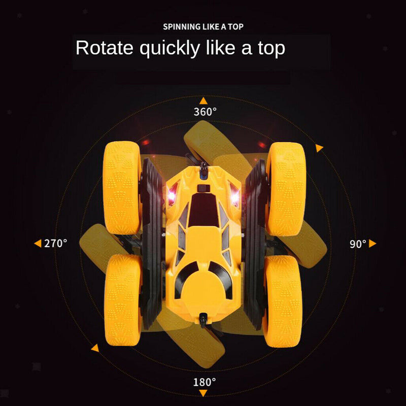 4WD 2.4Ghz Remote Control Car Double Sided Rotating Vehicles Toys  Yellow