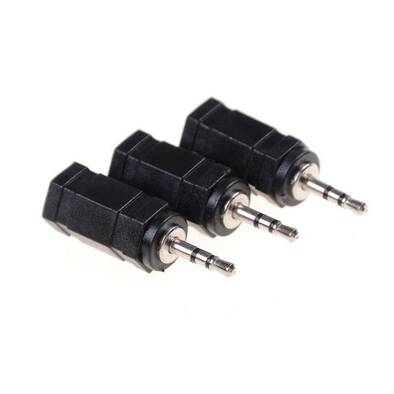 3pcs Black 2.5mm Male to 3.5mm Female Audio Stereo headphones  Adapter Plug JR