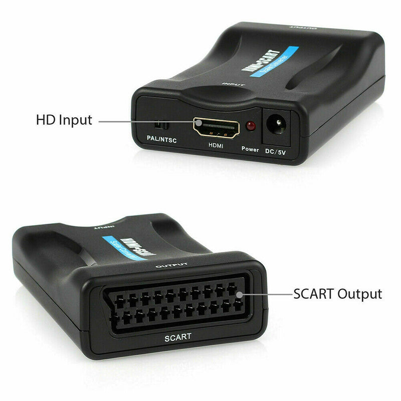 1080P HDMI to SCART Video Audio Converter with DC Cable for HD TV (EU)