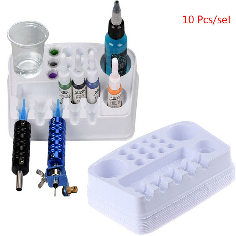 10 Pcs Plastic Palette Tray Pigment Palettes Cup Tattoo Ink Holder AccessoriA3C