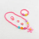 4pcs LovelyGirls Kids Beaded Sun Flower Necklace Bracelet Rings Earrings Je