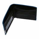 Man Clutch Wallet Card Leather Bag Pockets Bifold Money Clip (Black + Blue) X3I4