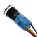 Latching Push Button Switch Self-locking Switch 12V Blue LED 19mm Mounting
