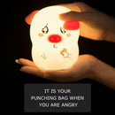 Silicone Cute Pig Pat Light 7 Color Changing LED Night Lamp Bedside Lights