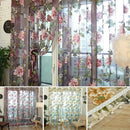 200x100cm Flower Beads Tulle Voile Window Curtain Drape Panels Valance Sheer
