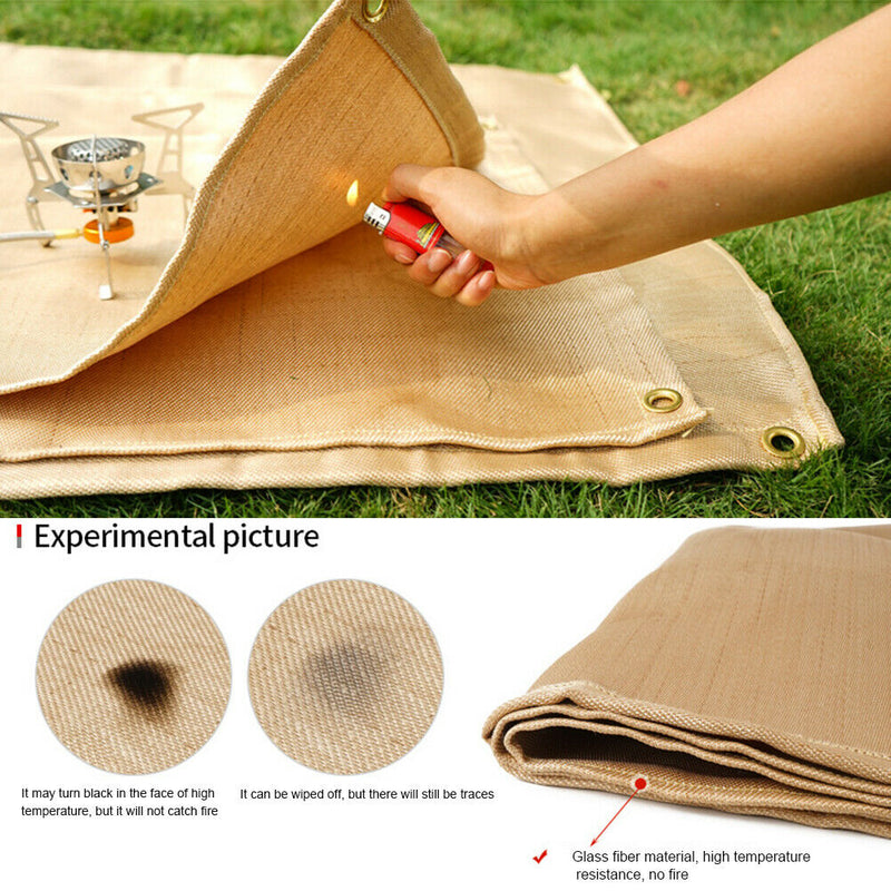 Outdoor Camping Fireproof Cloth Flame Retardant Mat (Glass Fiber 100x80cm)