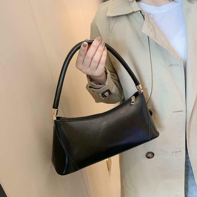 Fashion Women Handbag Purse Leather Shoulder Bag Solid Color Totes (Black)