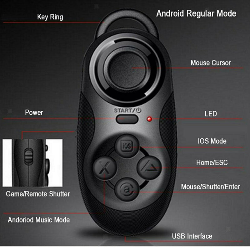 2x Bluetooth Phone Selfie Shutter Music Game Remote Control For Android IOS