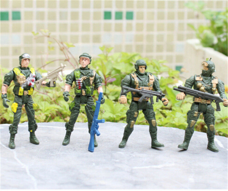 Military Playset Special Force Action Figures Kids Toys Plasti 9cm Soldier Men F