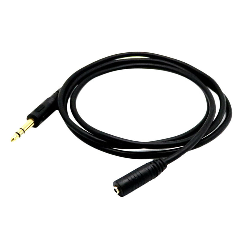 4.9ft Black Durable PVC 6.35mm to 3.5mm Male Female Audio Line Connector