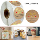 500pack/roll Round Thank You Stickers Round Handmade Food Gift DIY Gifts Labels