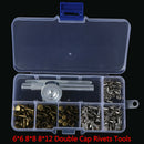 60Sets Double Cap Rivets Metal Fixing Stud Repair Tools Kit for Leather Belt OZ
