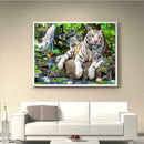 Diamond Embroidery DIY Diamond Painting White Tiger Family Cross Stitch