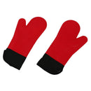 2pcs Red Silicone Kitchen Oven Mitt Glove Potholder with Extra Long Canvas