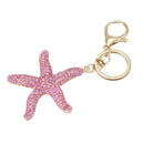 Pretty Sparkling Starfish Keychain Keyring Crystal Rhinestones Purse Pendan V9A6