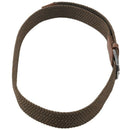 Men Leather Braided Elastic Stretch Metal Buckle Belt Waistband Dark khaki