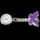 New Fashion Butterfly Nurse Table Pocket Watch with Clip Brooch Chain Quart B4H7