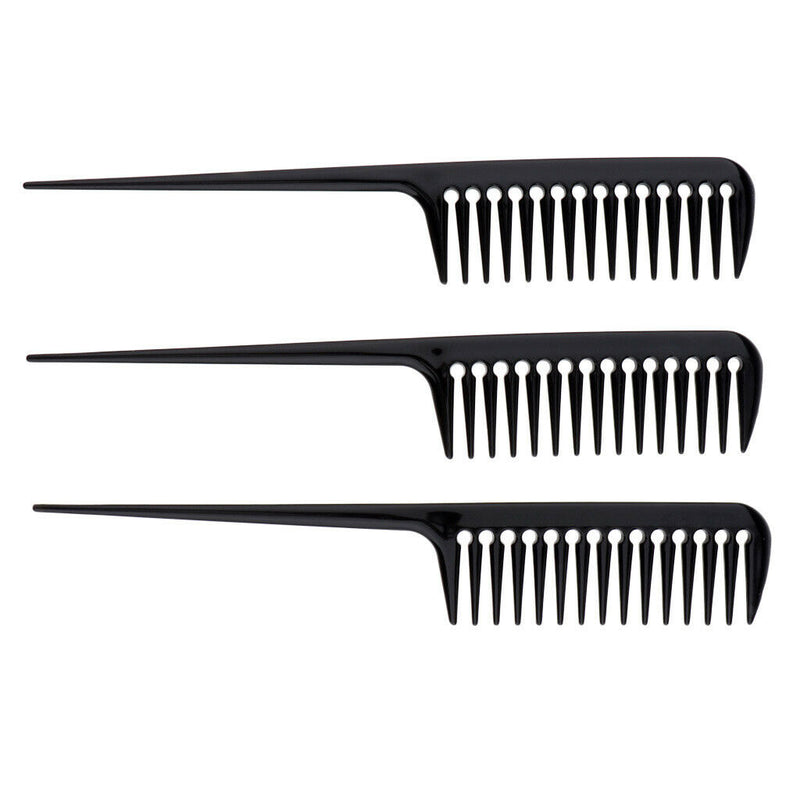 3Pcs Barber Plastic Hair Teasing Comb Lifting Back Combing Brush Rat Tail
