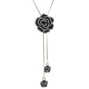 Black Rose Flower Long Necklace Sweater Chain Fashion Metal Chain