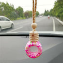 Floral Art Printed Hanging Car Air Freshener Perfume Diffuser Fragrance Bottle U