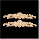 2pcs 20*5cm Wood Carved Long Onlay Applique Unpainted Rose Flower Door Home P8D7