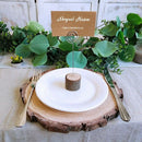 20 Pieces Of Rustic Wood Card Holder with Swirl Line Wooden Barbell Piece M