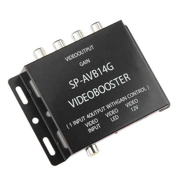 12V 1 Input to 4 Output RCA Car DVD Video Booster Amplifier Splitter Box #gib