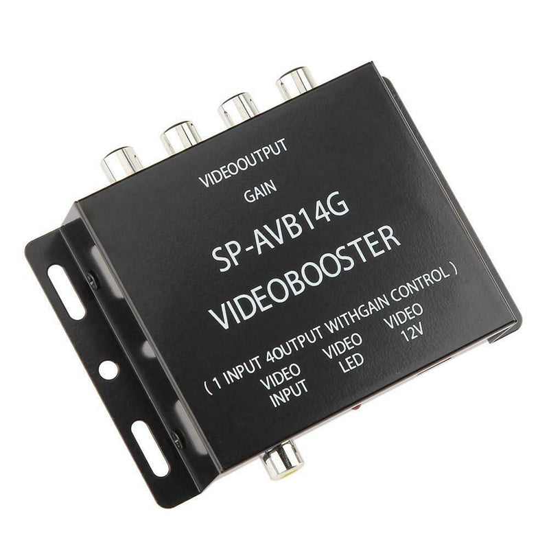12V 1 Input to 4 Output RCA Car DVD Video Booster Amplifier Splitter Box